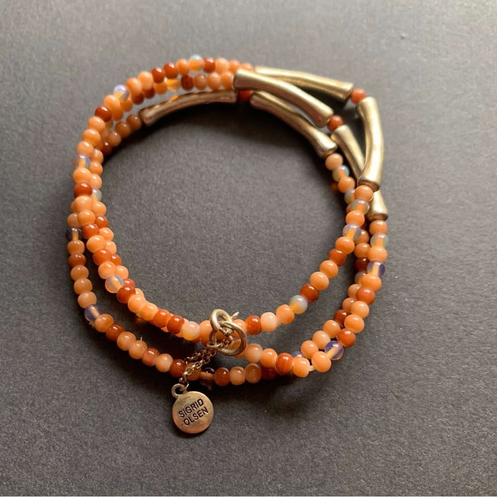 Sigrid Olsen 3 Strand Glass Beaded Bracelet | Gold Accent - Picture 6 of 6